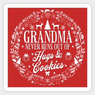 Grandma Never Runs Out Of Hugs and Cookies Ugly Christmas Sticker